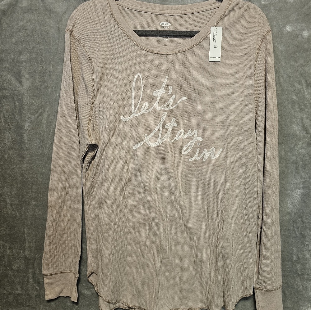 NWT Old Navy Tan Graphic Thermal Shirt XXL